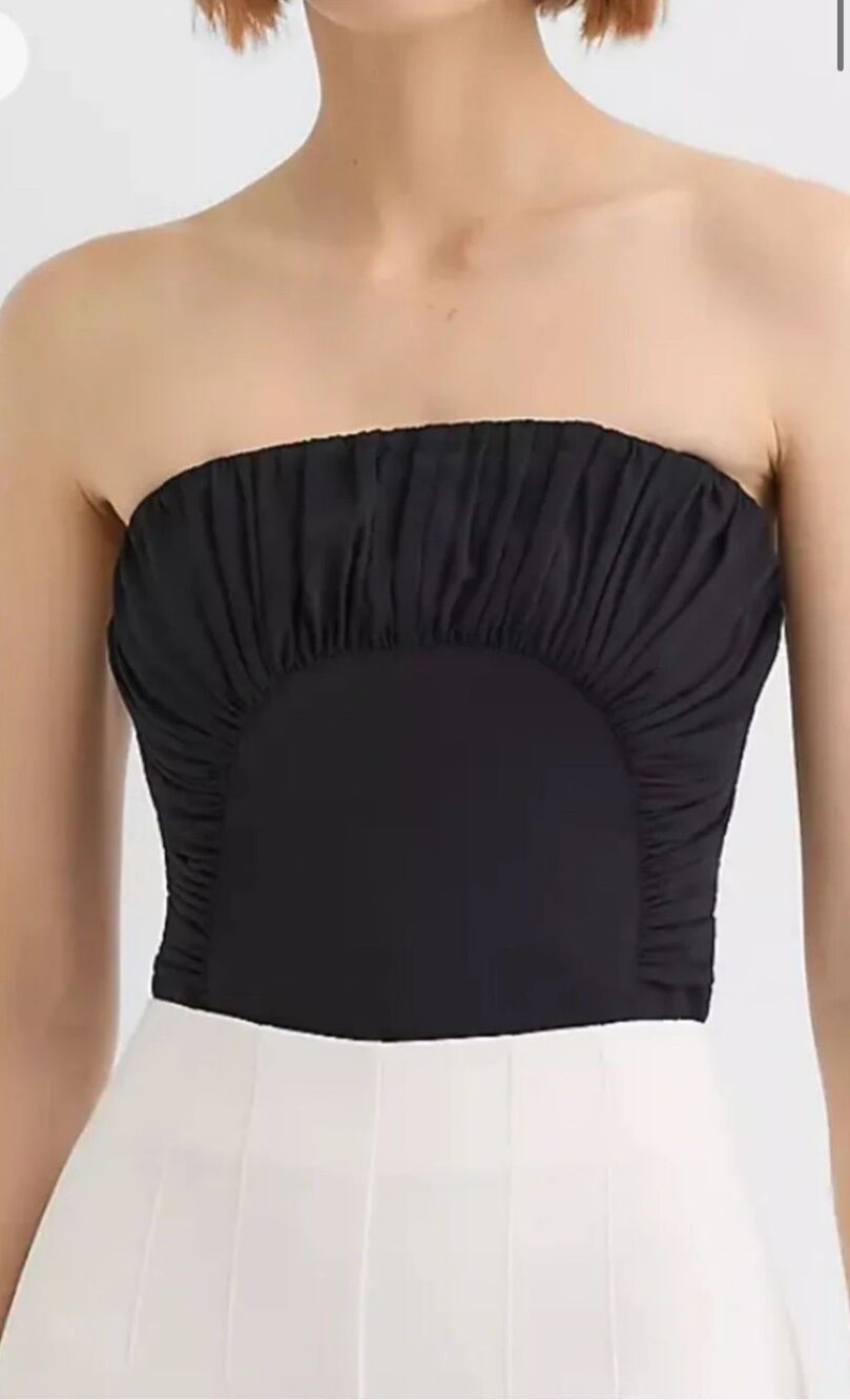 Loft Black Shirred Curved Bustier Top Size 6/S